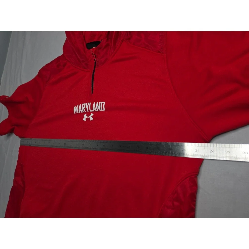 Under Armour Maryland Terrapins Basketball Jacket Men 2XL Red Quarter Zip Hooded
